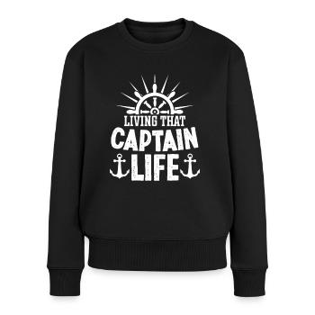 Captain Living That Captain Life Ship Boat - Women's Premium Organic Jumper - black - Front - Julia (174cm)