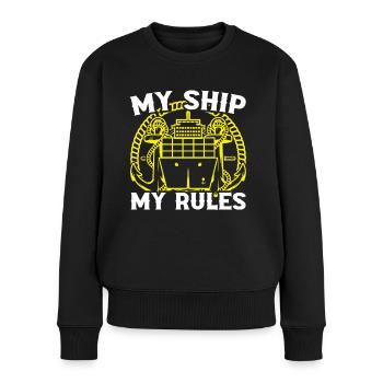 Captain My Ship My Rules Ship Boat Sailing - Women's Premium Organic Jumper - black - Front - Julia (174cm)