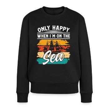 Captain Only Happy When I ́m On The Sea Ship Boat - Women's Premium Organic Jumper - black - Front - Julia (174cm)