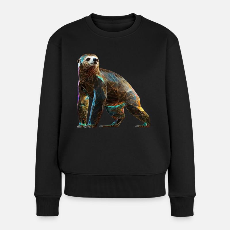 Faultier Polygon Faultierliebhaber Tier Geschenk - Frauen Premium Bio Pullover - Schwarz