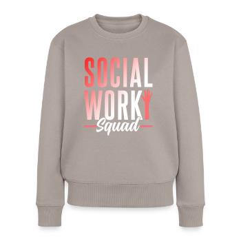 Team Sozialarbeit Sozialarbeiter Soziale Arbeit - Frauen Premium Bio Pullover - Taupe - Vorne - Julia (174cm)