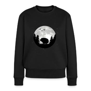 Igel Mond Stacheligel - Frauen Premium Bio Pullover - Schwarz - Vorne - Julia (174cm)