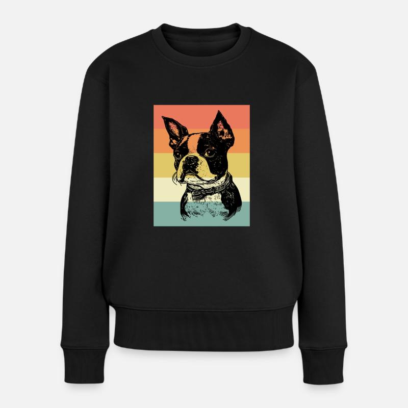 Boston Terrier - Frauen Premium Bio Pullover - Schwarz