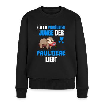 Tropisches Tier Jungs Lustiges Geschenk Faultier - Frauen Premium Bio Pullover - Schwarz - Vorne - Julia (174cm)