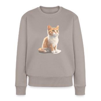 Dessin de chat mignon - Pull Premium bio Femme - taupe - Devant - Julia (174cm)
