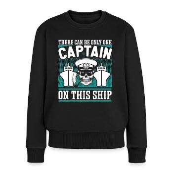 Capitaine Un seul capitaine sur ce bateau de navire - Pull Premium bio Femme - noir - Devant - Julia (174cm)