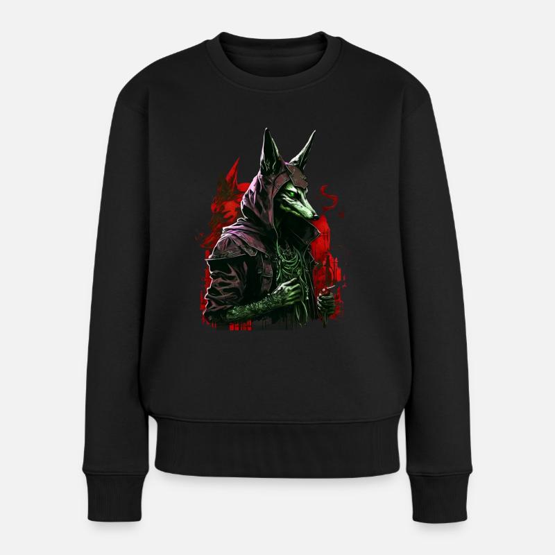 Anubis Totengott Futuristisch Geschenk - Frauen Premium Bio Pullover - Schwarz