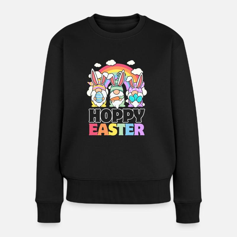 Hoppy Easter - Wichtel-Ostereier - Frauen Premium Bio Pullover - Schwarz