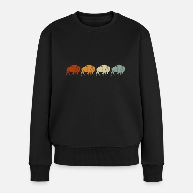 Ne caressez pas les vaches moelleuses drôle de bison cadeau jaune - Pull Premium bio Femme - noir