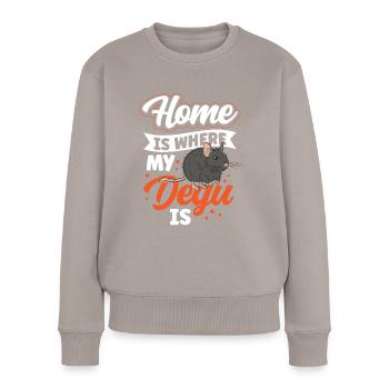 Degu ist mein Zuhause Nagetier Stauchratte - Frauen Premium Bio Pullover - Taupe - Vorne - Julia (174cm)