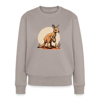Känguru comic cartoon Style - Frauen Premium Bio Pullover - Taupe - Vorne - Julia (174cm)
