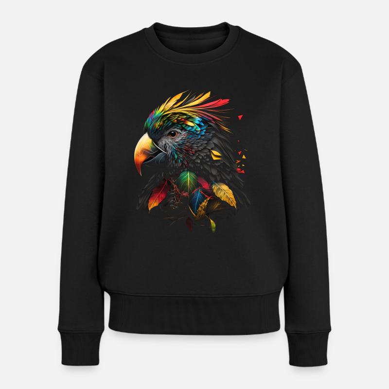Papagei Vogel Bunt Vogelmotiv Geschenk Tier - Frauen Premium Bio Pullover - Schwarz