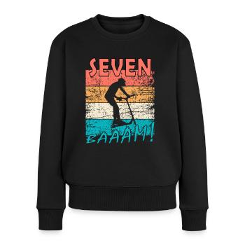 Scooter Stuntscooter 7. Geburtstag 7 - Frauen Premium Bio Pullover - Schwarz - Vorne - Julia (174cm)