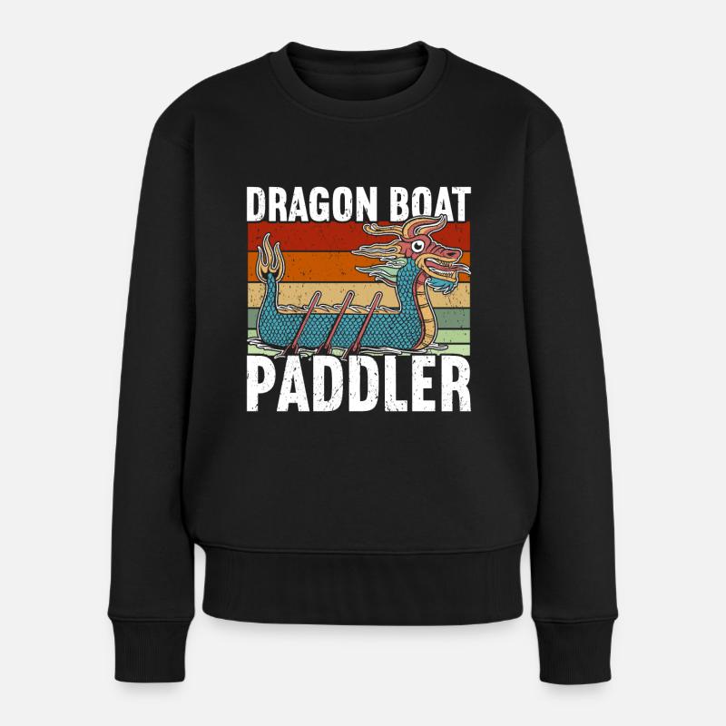 Drachenboot - Frauen Premium Bio Pullover - Schwarz