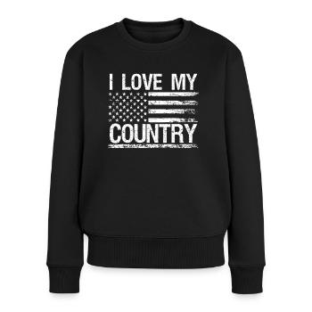 Soldat J’aime mon pays Vétéran de l’armée militaire - Pull Premium bio Femme - noir - Devant - Julia (174cm)
