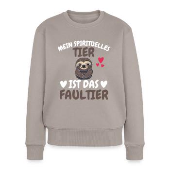 Tropisches Tier Lustiges Geschenk Zoo Faultier - Frauen Premium Bio Pullover - Taupe - Vorne - Julia (174cm)