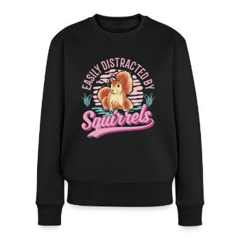 Facilement distrait par les écureuils Eichhörnchen - Pull Premium bio Femme - noir - Devant - Julia (174cm)