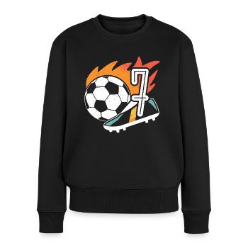 7. Geburtstag Fußballer Junge 7 Jahre Fußball - Frauen Premium Bio Pullover - Schwarz - Vorne - Julia (174cm)