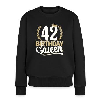 42. Geburtstag Frau 42 Jahre alt 42ter 42er Queen - Frauen Premium Bio Pullover - Schwarz - Vorne - Julia (174cm)