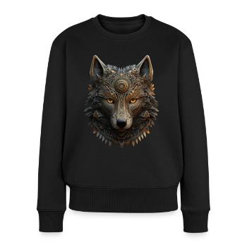 Wolf Mandala Art Gift Femme Artwork Animal - Pull Premium bio Femme - noir - Devant - Julia (174cm)