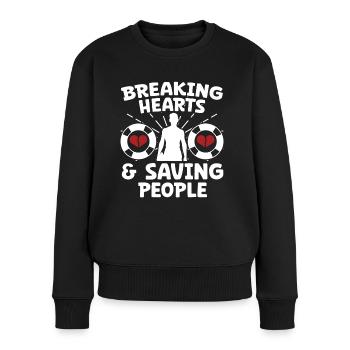 Sauveteur Briser les cœurs et sauver les gens - Pull Premium bio Femme - noir - Devant - Julia (174cm)