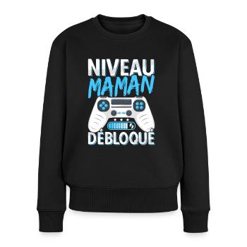 Annonce Grossesse Future Maman Niveau Mère - Pull Premium bio Femme - noir - Devant - Julia (174cm)