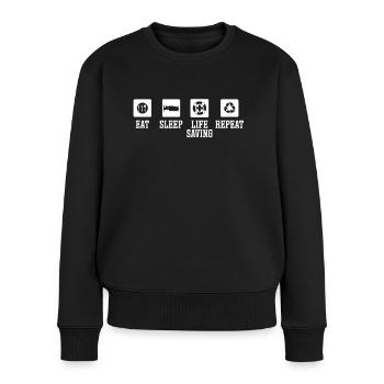 Lifeguard Eat Sleep Life Saving Repeat - Women's Premium Organic Jumper - black - Front - Julia (174cm)