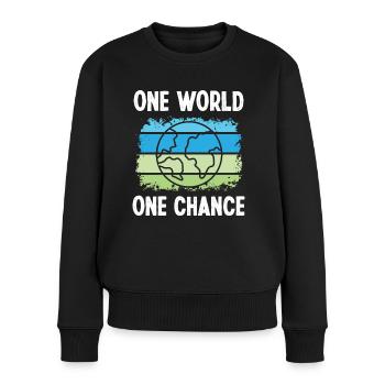 Environmental Activism: One, World, One Chance, Environmental Protection - Women's Premium Organic Jumper - black - Front - Julia (174cm)