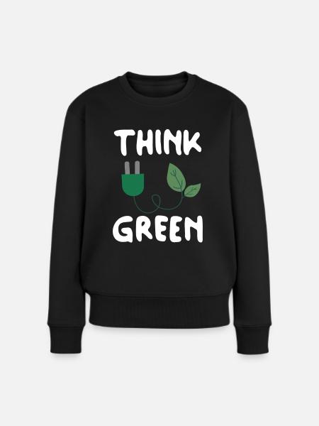 Think Green - Frauen Premium Bio Pullover - Schwarz