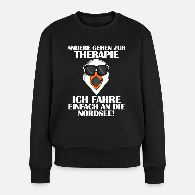 Nordsee Plattdeutsch Spruch - Frauen Premium Bio Pullover - Schwarz