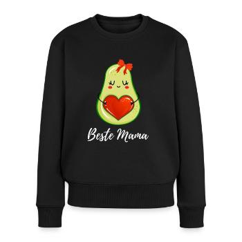 Avocado Herz Beste Mama Muttertag Geschenkidee - Frauen Premium Bio Pullover - Schwarz - Vorne - Julia (174cm)
