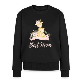 Meilleure maman girafes mère enfants fleurs amour de mère - Pull Premium bio Femme - noir - Devant - Julia (174cm)
