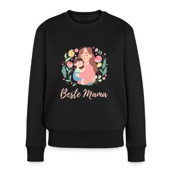 Beste Mama Blumen Mama Tochter Geschenk - Frauen Premium Bio Pullover - Schwarz - Vorne - Julia (174cm)