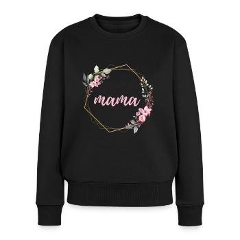 Mama Couronne Fleurs Fleurs - Pull Premium bio Femme - noir - Devant - Julia (174cm)