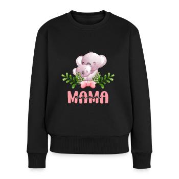 Maman, Koala, Mère, Enfant, Fleurs, L’amour de la mère - Pull Premium bio Femme - noir - Devant - Julia (174cm)