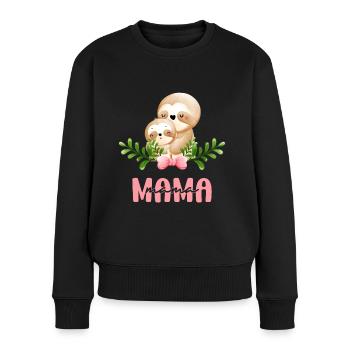 Mama Faultier Mutter Kind Mutterliebe - Frauen Premium Bio Pullover - Schwarz - Vorne - Julia (174cm)