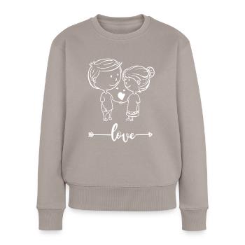 Love Couple Goals - Frauen Premium Bio Pullover - Taupe - Vorne - Julia (174cm)