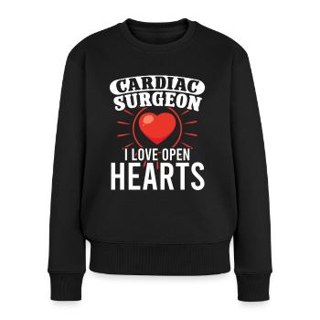 Herzchirurg Love Open Hearts Herzchirurgie Chirurg - Frauen Premium Bio Pullover - Schwarz - Vorne - Julia (174cm)