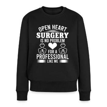 Chirurgien cardiaque Chirurgie cardiaque Pas de problème Chirurgie cardiaque - Pull Premium bio Femme - noir - Devant - Julia (174cm)