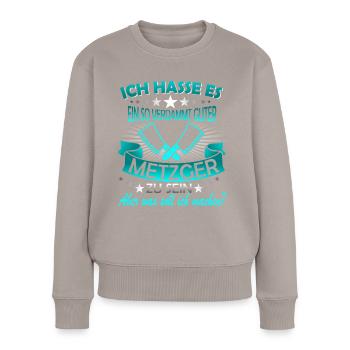 Fleischer Metzger Schlachter Schlächter - Frauen Premium Bio Pullover - Taupe - Vorne - Julia (174cm)
