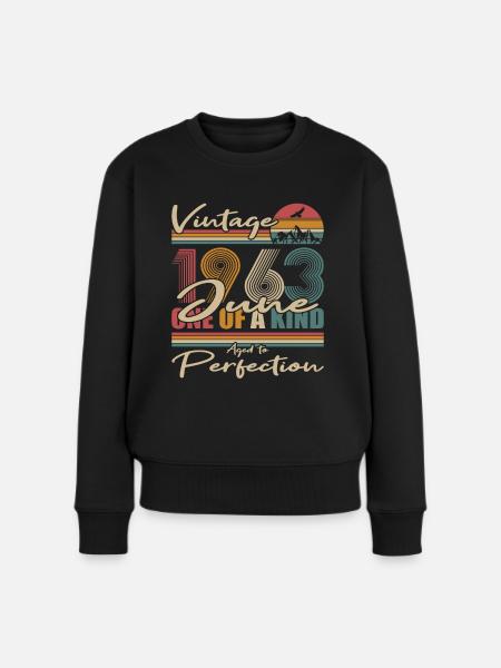60. Geburtstag Jahrgang Juni 1963 Vintage 1963 - Frauen Premium Bio Pullover - Schwarz