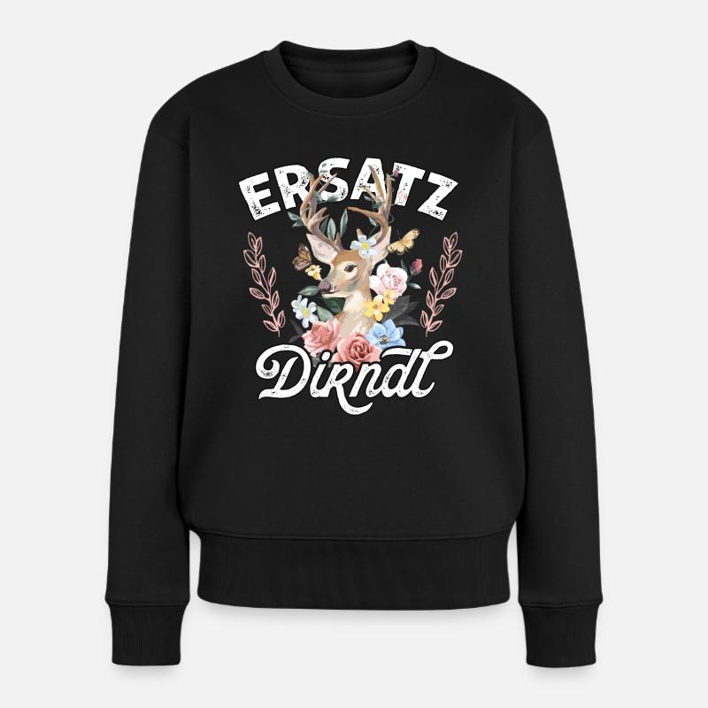 Ersatz Dirndl T-Shirt Damen Trachtenshirt Kinder - Frauen Premium Bio Pullover - Schwarz