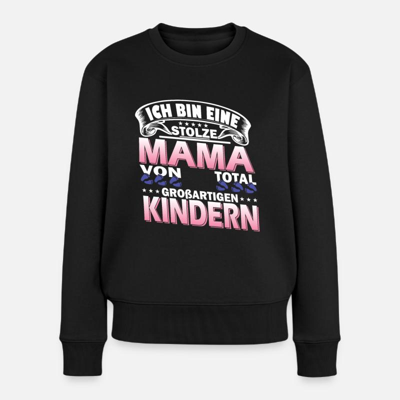 Muttertag Kinder Mama Personalisierbar - Frauen Premium Bio Pullover - Schwarz