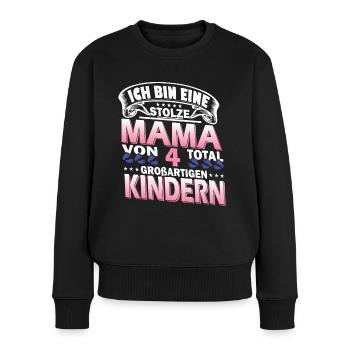 Mama Mit 4 Kindern - Frauen Premium Bio Pullover - Schwarz - Vorne - Julia (174cm)