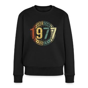 Awesome Since 1977 Retro Vintage Geburtstag - Frauen Premium Bio Pullover - Schwarz - Vorne - Julia (174cm)