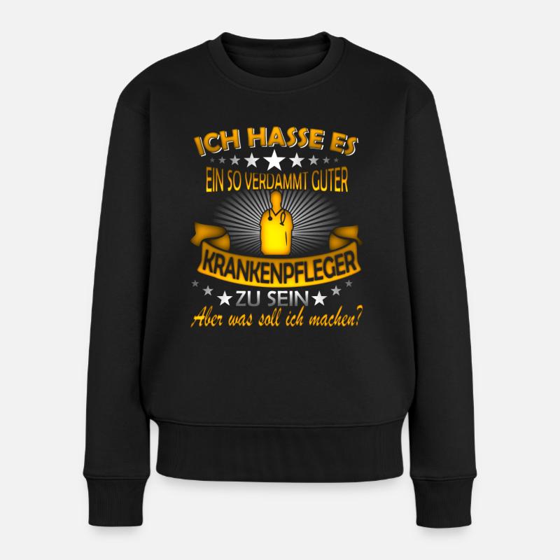 KRANKENPFLEGER - Frauen Premium Bio Pullover - Schwarz