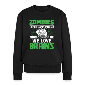 Gehirnchirurg Zombies And I Love Brains Chirurgie - Frauen Premium Bio Pullover - Schwarz - Vorne - Julia (174cm)