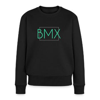 Bmx Schriftzug - Frauen Premium Bio Pullover - Schwarz - Vorne - Julia (174cm)