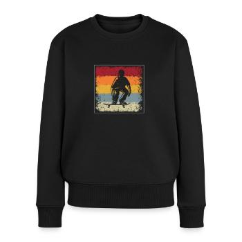 Skating Retro - Frauen Premium Bio Pullover - Schwarz - Vorne - Julia (174cm)