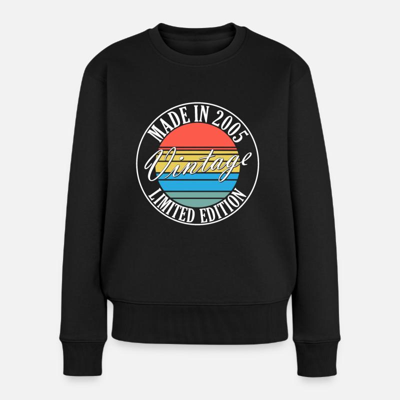 Vintage 2005 Jahrgang Geburtstag Retro Geschenk - Frauen Premium Bio Pullover - Schwarz